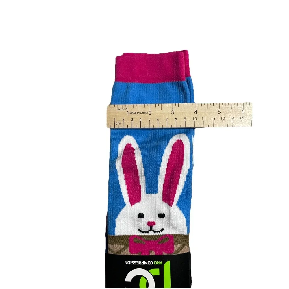 Womens Pro Compression Knee High OTC Pink Easter Bunny Socks Size S/M